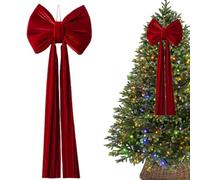 Nœud Pour Cime D'arbre De Noël - Décoration En Velours Extra Large Pour Arbre Ou Porte D'entrée | Arc De Noël Rouge Géant Avec De Longues Banderoles | Grand Nœud En Velours De Luxe Pour La Décoration