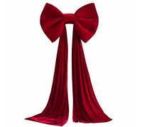 Nœud pour cime d'arbre de Noël Extra Large, en Velours Rouge avec traîne de 9, 8 Pieds pour décoration Murale Couronne d'arbre, 20 x 15 Pouces