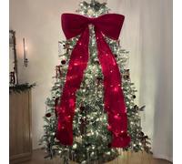 Nœud pour cime d'arbre de Noël, très Grands nœuds en Velours Rouge avec Longue Queue pour la Maison, décoration de Sapin Noël, décoration Murale, fête, Vacances, nœuds