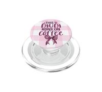 Nœud Rose pâle à Carreaux « This Mum Runs on Coffee » PopSockets PopGrip pour MagSafe