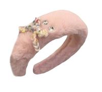 Nœud unique pour cheveux - Accessoire de cheveux pour femme - En peluche douce - Ornement de cheveux avec strass scintillants