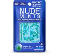 NUDE Menthes | Capsules liquides double action | Menthe arrosage bouche - Dure 3 fois plus longtemps - 3 fois plus fort - Traitement extrême de la mauvaise haleine pour adultes - Sans sucre, 0