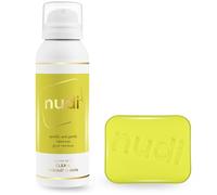 Nudi Dissolvant adhésif doux en spray avec tampon Easi Pad, 100 ml, action rapide, sans douleur et retrait de colle
