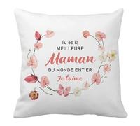 Nudoraw Cadeau Maman Saint Valentin Cadeau pour Maman Housse de Coussin Idee Cadeaux Mamans Original Bapteme Amour Cadeaux Anniversaire Mamans Accouchement Secret Santa Fête des Mères Noel 45x45