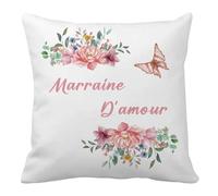 Nudoraw Cadeau Marraine Housse de Coussin Marraine Cadeaux pour Marraines Anniversaire Original Amour Cadeau Marraines Baptême Demande Secret Santa Saint Valentin Noel Merci Cadeaux Deco Maison 45x45