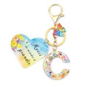 Nudoraw Porte Clef Femme Lettre C Porte-clés avec Initiales Porte Clés Lettre C Porte-clés Initiale Petit Cadeau Noel Cadeau Merci pour Cette Année Cadeaux Remerciement Idée Cadeaux Secret Santa
