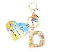 Nudoraw Porte Clef Femme Lettre D Porte-clés avec Initiales Porte Clés Lettre D Porte-clés Initiale Petit Cadeau Noel Cadeau Merci pour Cette Année Cadeaux Remerciement Idée Cadeaux Secret Santa