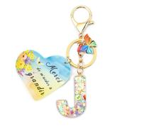 Nudoraw Porte Clef Femme Lettre J Porte-clés avec Initiales Porte Clés Lettre J Porte-clés Initiale Petit Cadeau Noel Cadeau Merci pour Cette Année Cadeaux Remerciement Idée Cadeaux Secret Santa