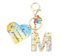 Nudoraw Porte Clef Femme Lettre M Porte-clés avec Initiales Porte Clés Lettre M Porte-clés Initiale Petit Cadeau Noel Cadeau Merci pour Cette Année Cadeaux Remerciement Idée Cadeaux Secret Santa