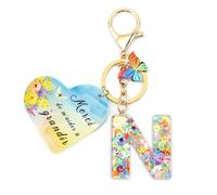 Nudoraw Porte Clef Femme Lettre N Porte-clés avec Initiales Porte Clés Lettre N Porte-clés Initiale Petit Cadeau Noel Cadeau Merci pour Cette Année Cadeaux Remerciement Idée Cadeaux Secret Santa
