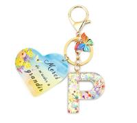 Nudoraw Porte Clef Femme Lettre P Porte-clés avec Initiales Porte Clés Lettre P Porte-clés Initiale Petit Cadeau Noel Cadeau Merci pour Cette Année Cadeaux Remerciement Idée Cadeaux Secret Santa