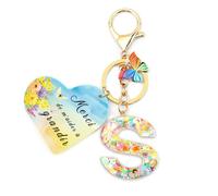 Nudoraw Porte Clef Femme Lettre S Porte-clés avec Initiales Portes Clés Lettre S Porte-clés Initiale Petit Cadeau Noel Cadeau Merci pour Cette Année Cadeaux Remerciement Idée Cadeaux Secret Santa