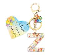 Nudoraw Porte Clef Femme Lettre Z Porte-clés avec Initiales Porte Clés Lettre Z Porte-clés Initiale Petit Cadeau Noel Cadeau Merci pour Cette Année Cadeaux Remerciement Idée Cadeaux Secret Santa