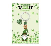 Nudoraw Porte-clés irlandais de la Saint-Patrick pour amis, cadeaux de la Saint-Patrick pour collègues de travail, porte-clés avec cartes, Le plus haut leprechaun du monde, WORLD'S TALLEST LEPRECHAUN