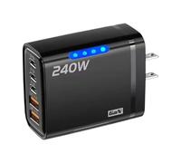 Nudorpn Bloc d'alimentation, cube de charge rapide 240 W | Adaptateur de charge 5 prises avec témoin lumineux - Pour ordinateur portable, tablette, maison, voyage, hôtel, dortoir, table de chevet