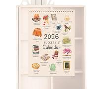 Nudorpn Calendrier 2026 - Bucket List Aquarelle | Calendrier mural en bloc avec grands champs pour rendez-vous, vacances, notes à faire, anniversaire, cuisine, salle de classe, salon, chambre