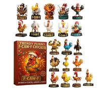 Nudorpn Calendrier de l'Avent de Noël en forme de poulet, pendentif 2D en acrylique pour 24 jours, calendrier de Noël, pendentif, pour Thanksgiving, vacances, bureaux, maison, chambre, porte, fenêtre