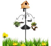 Nudorpn Colonne d'alimentation pour oiseaux stable et durable, support robuste avec crochets, barres de 233 cm, pour mangeoires pour oiseaux, avec protection contre les écureuils, pour station météo