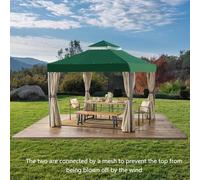 Nudorpn Housse de Toit de Gazébo,Toit De Remplacement pour Gazébo | Toile d'3x3m pour Terrasse Jardin Extérieur Barbecue Pergola et Espaces de Détente