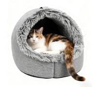 Nudorpn Lit pour chat, couvert, avec poignée de transport, doux et moelleux, pour chats et petits chiens, grotte douillette pour l'hiver, la chambre et le salon