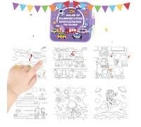 Nudorpn Livre de coloriage aquarelle pour enfants, réutilisable, mignon, fournitures de dessin animé, carnet d'exercices aquarelle, pour voyage, maison, bricolage, extérieur, maternelle, fête