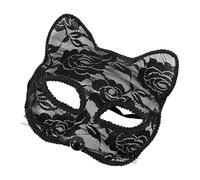 Nudorpn Masque facial pour chat, couvre-visage de chat en dentelle, couverture sexy œil de chat, lunettes de fête confortables avec ruban pour Halloween, Noël