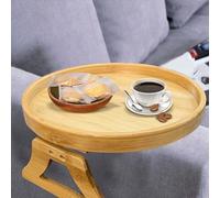 Nudorpn Plateau d'accoudoir rond de 25 cm pliable à clip pour canapés larges, table de fauteuil et canapé porte-gobelet pour télécommande, collations et boissons