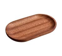 Nudorpn Plateau de service ovale en bois - 18 x 10 cm - Assiette décorative en bois avec grain de bois - Mini plateau de cuisine pour cosmétiques, plans de travail, café, maison, restaurant et bureau