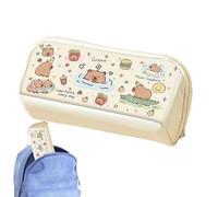 Nudorpn Trousse à crayons Capybara de dessin animé | Organisateur de stylos portable - Organiseur à double compartiment pour fournitures scolaires lieu de travail en déplacement, trafic quotidien, sac