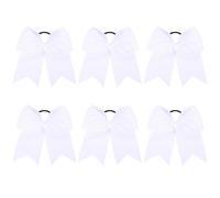 Nœuds à cheveux blancs, 6 pièces, nœuds à cheveux de joie, 8 pouces, sans dommages, de joie blancs élégants avec support queue cheval, bande élastique pour un usage quotidien, voyage, pho