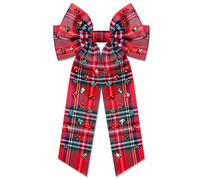 Nœuds à cheveux de Noël pour femme - Nœud à cheveux - Nœud de Noël - Flocon de neige - Renne - Gros rubans à cheveux à carreaux rouges - Accessoires de Noël - Cadeaux de Noël (motif H1)