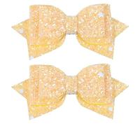 Nœuds à cheveux jaunes pailletés de 10,2 cm avec pinces crocodiles pour adolescentes, tout-petits, filles, hawaïennes, Luau, plage, vacances tropicales, fêtes, accessoires cadeaux