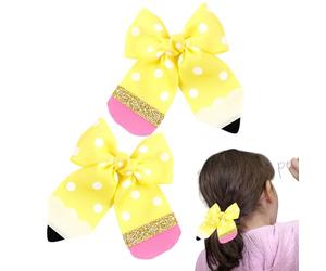 Nœuds à crayon pour la rentrée scolaire - 2 pinces à, support pour queue | de cheval | Pinces à pour filles, accessoires pour de pom-pom girl du premier jour d'école, ens