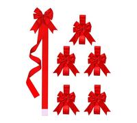 Nœuds D'armoire De Noël - Ensemble De 6 Rubans De Vacances | Décoration De Porte Festive, Grandes Sangles En Tissu Rouge Vert Avec Attaches Réglables, Accents Élégants Pour La Maison, Couronne D'arbr