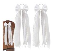 Nœuds de bottes authentiques, décoration de perles amovibles, ensemble de breloques en ruban pour bottes de cowboy occidentales, pinces élégantes pour chaussures de mariage rural, danses de grange 15