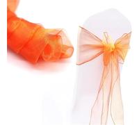Nœuds de Chaise pour Mariage, Lot de 10/50/100 pièces, pour décoration de Chaise, fête, Banquet, Mariage champêtre(Coral Oranges,10 pcs)