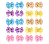Nœuds de cheveux pour animaux de compagnie, 20 pièces, bandes de nœud papillon pour chien, accessoires de cheveux en Polyester faits à la main, mignons et colorés pour petits