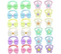 Nœuds de cheveux pour tout-petits avec élastiques, 24 pièces, fleurs et nœuds pour cheveux, sans dommages, cravates en tissu, colorés pour tout-petits, accessoires pour bébés filles