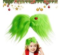 Nœuds de cheveux verts, nœuds de cheveux de Noël,Noeud de cheveux poilu avec coeur rouge | pour cheveux de Noël, décorations d'arbre, pour costumes de fête pour femmes