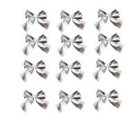 Nœuds de décoration de noël, 12 pièces, Petits nœuds for Mini nœud Papillon, décoration de Maison DIY(Silver)