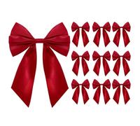 Nœuds de Noël 20 cm 10 unités ornements de Noël pour arbre décoratif | Nœuds de couronne, décoration de boîtes et emballage fenêtre, mur, porte, salon, entrée, garde-corps escaliers et rouge