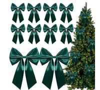 Nœuds de Noël 20 cm 10 unités ornements de Noël pour arbre décoratif | Nœuds de couronne, décoration de boîtes et emballage fenêtre, mur, porte, salon, entrée, garde-corps escaliers et vert