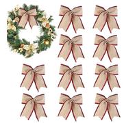 Nœuds de Noël : décorations de couronnes, pour coupes d'arbres | Lot de 10 nœuds en tissu vintage, décoration intérieure et extérieure pour vacances, fenêtre, mur, porte, salle de E