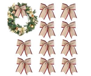 Nœuds de Noël : décorations de couronnes, pour coupes d'arbres | Lot de 10 nœuds en tissu vintage, décoration intérieure et extérieure pour vacances, fenêtre, mur, porte, salle de E