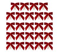Nœuds de Noël en Velours - 24 Pièces d'Ornements en Velours Rouge Décoratif Vintage - Nœuds pour Couronnes et Guirlandes avec Lien Torsadé,Pour Sac De Friandises Fête Mariage Maison Couronne Intérieur