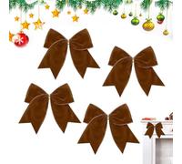 Nœuds de Noël en velours : lot de 4 pièces de 15 cm, décorations de fête, guirlandes de couronne | Décoration de seuil d'escalier de Noël avec affichage intérieur et extérieur