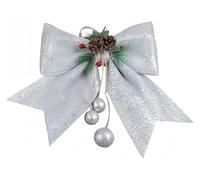 Nœuds de Noël, grands nœuds - Nœud sans assemblage for sapin, décoration couronne, grand nœud for, porte et(Silver)