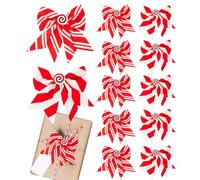 Nœuds de Noël - Lot de 12 décorations festives en rouge et blanc, faciles à accrocher, décorations réutilisables | Vacances pour guirlande, arbre, escalier, cheminée, mariage, fête en plein air