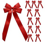 Nœuds de Noël pour arbre, 11,5 x 18,5 cm Décoration réutilisable | Décoration de noeud de Noël 12 pièces, pour intérieur et extérieur, porte d'entrée, cuisine, maison, emballage de fête