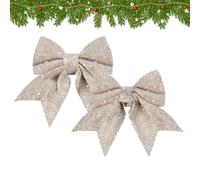 Nœuds de Noël pour couronne 2 pièces ruban pailleté à liens torsadés | Décorations de nœuds de Noël 13,1 x 7,6 cm pour déco ferme, cuisine, cheminée, intérieur, extérieur, fêtes, Saint-Valentin,